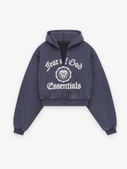 Essentials Women's Heavy Fleece Cropped V-Neck Hoodie