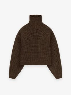 Essentials Women's Heavy Waffle Cropped Turtleneck