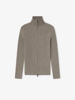 Essentials Womens Soft Rib Knit Zip-Up Jacket -Fearless Fashion House 192SP257480FW SOFT RIB 2 WAY ZIP UP JACKET HOMESTEAD HEATHER 1