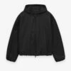 Essentials Womens Textured Nylon Hooded Bomber