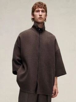 Fear Of God Brushed Wool Cashmere Short Sleeve Jacket -Fearless Fashion House BrushedWoolCashmereshortsleevejacket.Mocha