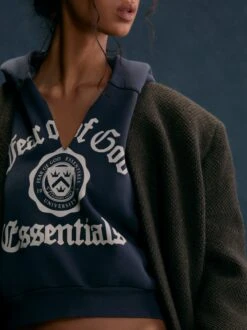 Essentials Women's Heavy Fleece Cropped V-Neck Hoodie -Fearless Fashion House Essentials HO24 Look 33 0009 V1 3 4crop