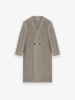 Fear Of God Alpaca Herringbone Lapelless Coat 9 Fear Of God Alpaca Herringbone Lapelless Coat -Fearless Fashion House FG830 215BLW LAPELLESS OVERCOAT DOVE GREY 1