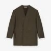 Fear Of God Wool Silk Relaxed Lapelless Blazer -Fearless Fashion House FG860 075WOS RELAXED LAPELLESS BLAZER MOCHA 1