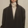 Fear Of God Military Wool Long Relaxed Lapelless Blazer -Fearless Fashion House HOVER.MILITARYWOOLRELAXEDLONGBLAZER MELANGEBLACK FG24FW60 630MIW