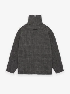 Fear Of God Wool Jacquard High Neck Sweater -Fearless Fashion House JACQUARDHIGHNECK FG820 22810WJB MELANGEBLACK MER MerinoWool 2