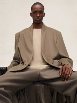 Fear Of God Melton Wool Lapelless Coat -Fearless Fashion House PDP MeltonWoolLapelless Coat.Wood FG24FW30 624MEL 206