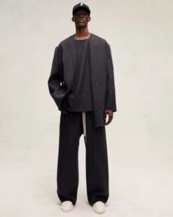 Fear Of God Brushed Wool Cashmere Wide Leg Pants -Fearless Fashion House PDP TOP BOTTOM BrushedWoolCashmereLapellessBlazer MelangeBlackandWideLegPant MelangeBlack 1fe01ff5 347c 4d0b be01 8455d6d54e0d