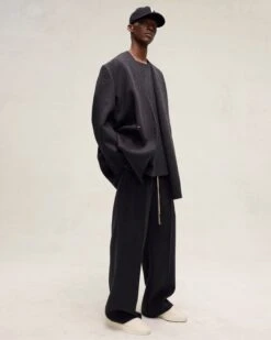 Fear Of God Brushed Wool Cashmere Wide Leg Pants -Fearless Fashion House PDP TOP BOTTOM BrushedWoolCashmereLapellessBlazer MelangeBlackandWideLegPant MelangeBlack 61995462 2d10 4515 871a d0b87df74445