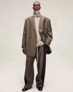 Fear Of God Wool Silk Side Stripe Pants -Fearless Fashion House PDP WoolSilkSideStripeWideLegPant Wood